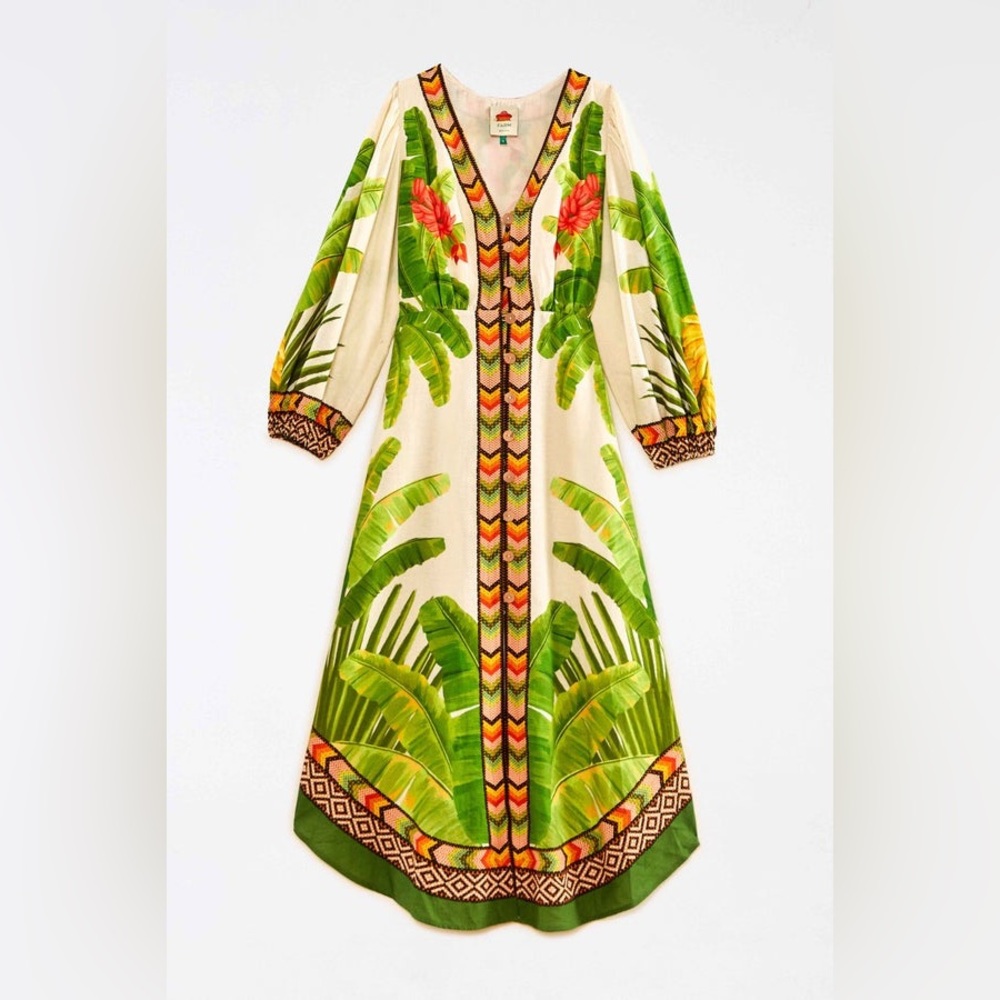 Farm Rio Fresh Forest Linen-Blend Midi-Dress - Picture 7 of 12